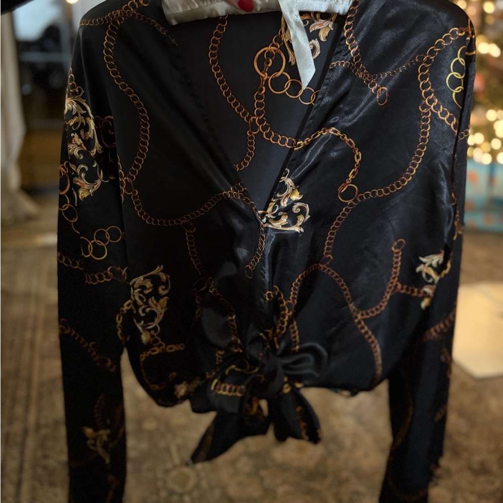 Buddy Love Black and Gold Chain Blouse